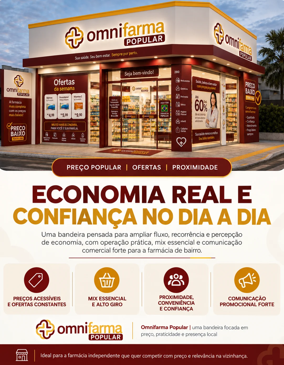Peça Omnifarma Popular: economia real e confiança no dia a dia