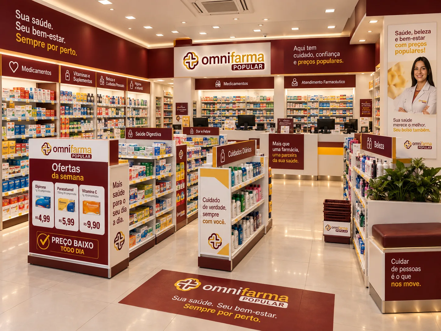 Layout de loja Omnifarma Popular
